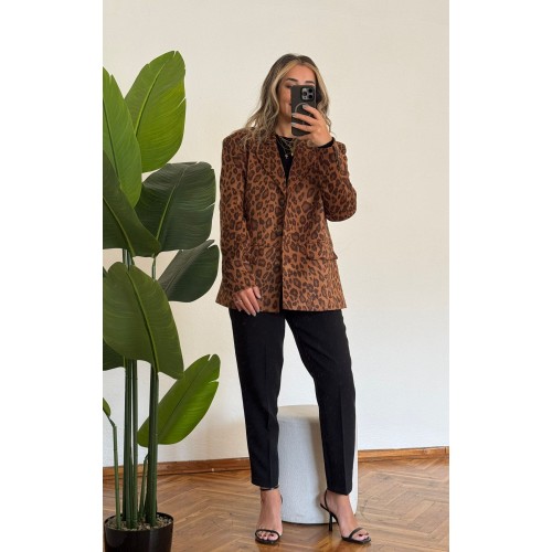 Leopar Nubuk Blazer Ceket